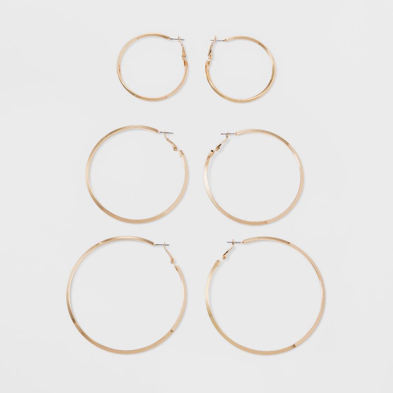 Hoop Earrings 3pc - A New Day&#8482; Gold, 1 of 6
