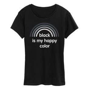 Women's - Instant Message - Black Happy Color Short Sleeve Graphic T-Shirt - 1 of 4