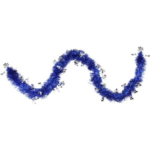 Northlight 50' x 2.75" Unlit Lavish Blue with Snowflake Tinsel Christmas Garland - 1 of 3