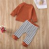 MyKids-USA Baby Boy 1pcs Solid Color Hoodie Combo Striped Pattern Trousers Sets - 4 of 4