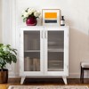 VANIRROR Living Room Storage Cabinet with 2 Glass Doors and Adjustable Shelf, White Organizer with Storage for Living Room, Bedroom, or Office - 2 of 3