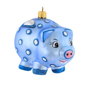 Ornaments To Remember 3.0 Inch Piggy Bank Blue Saving Save Money Birthday Tree Ornaments - 1 of 3