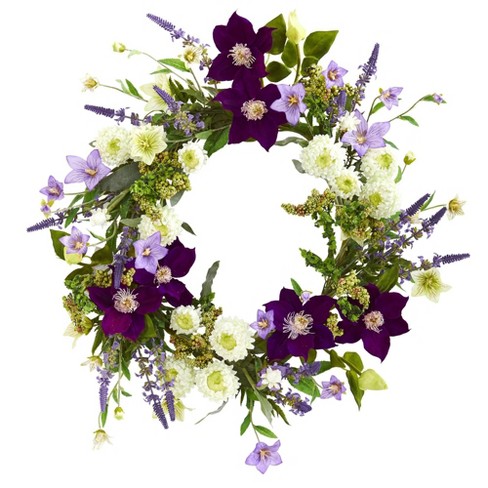 Meuva Spring wreath, winter jasmine, mother's day, carnation wreath, door  ring day Lilacs Artificial Flowers Mum Flowers Artificial Artificial  Flowers Outdoor 