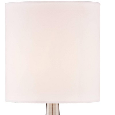 Set of 2 Brushed Nickel Touch Table Lamps with Off-White Fabric Shades
