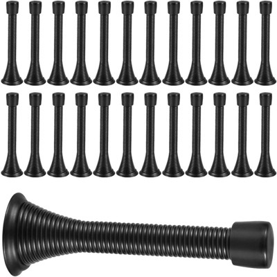 Attop 24-Pack Heavy Duty Spring Door Stops - Flexible Black Door Stopper with Safe Rubber Tips, Protect Walls & Doors