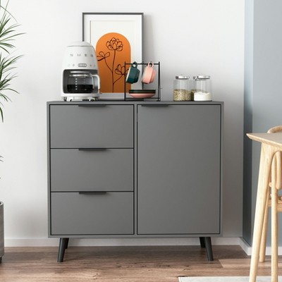 Lirago Gray Sideboard Buffet Cabinet Storage Cabinet with 3 Drawers and 1 Doors apply to Kitchen or Living Room or Dining Room 31.5"Dx13.78"Wx29.1"H