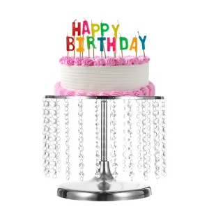Unique Bargains Wedding Party Metal Cake Stand with Crystal Bling Pendants - 1 of 4
