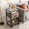 Whizmax Nightstand Set of 2, Mid Century Modern End Table with 3-Tier Storage & Tempered Glass Top and Storage Drawer for Bedroom, Live Room - image 4 of 4