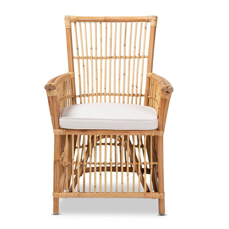 Rose Fabric Upholstered and Rattan Armchair White/Natural - bali &#38; pari, 4 of 10