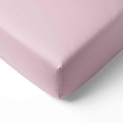 Bacati - Solid Pink 100 percent Cotton Universal Baby US Standard Crib or Toddler Bed Fitted Sheet