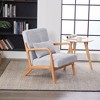 Zeus & Ruta Mid-Century Modern Upholstered Accent Armchair with Pillow and Solid Wood Frame - 3 of 4