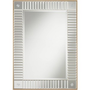 Noble Park Newsalle Rectangular Vanity Wall Mirror Vintage Mirrored Tile Beveled Antique Gold Wood Frame 28" Wide for Bathroom Bedroom Living Room - 1 of 4