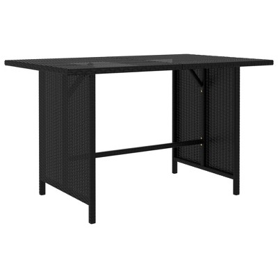 Dining Table Black PE rattan, Powder-Coated Steel Medium Durable vidaXL