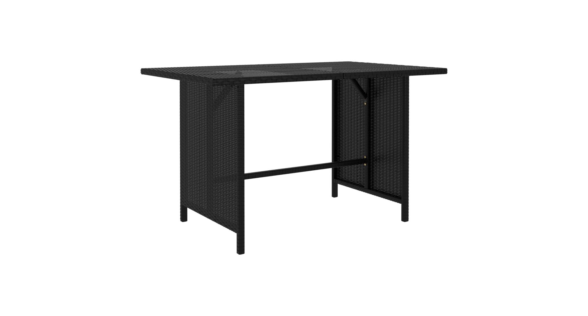 Dining Table Black PE rattan, Powder-Coated Steel Medium Durable vidaXL