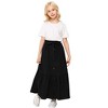 Girls Ruffled Maxi Skirts High Waisted Long Skirt with Belt Button Front Skirts with Pocket Grey 5-14Y - 4 of 4