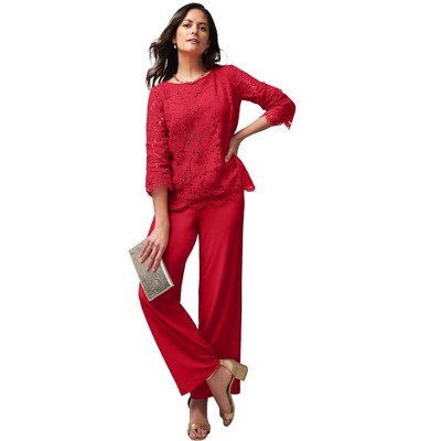 Jessica London Women's Plus Size Popover Lace Jumpsuit