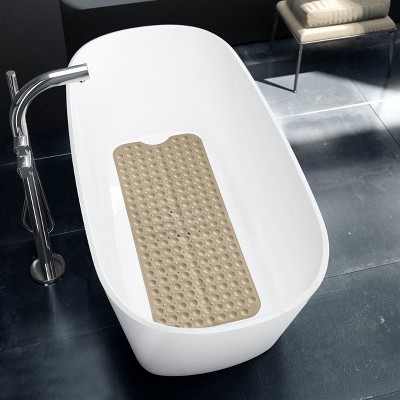 Non Slip Bathtub And Shower Mats 40x16 Extra Long Bath Tub Mat With Suction Cups & Drain Holes - Lux Decor Collection