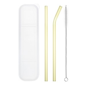 Unique Bargains Reusable Smooth Glass Straws with Cleaning Brush and Box 2 Pcs - 1 of 4
