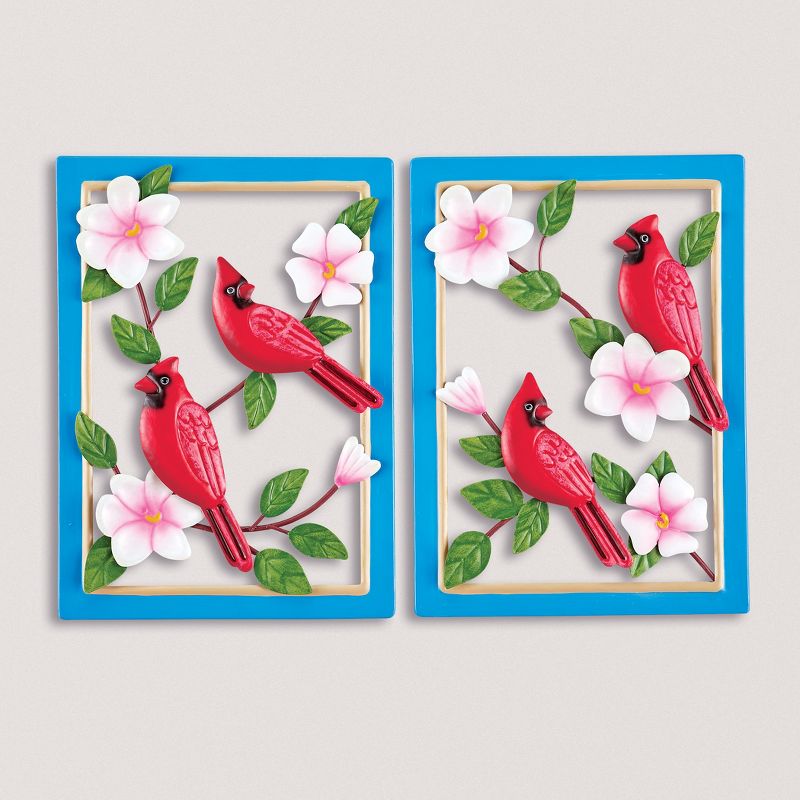Collections Etc Hand-Painted Metal Cardinal Wall Art Decor - Set of 2 8.13" x 0.75" x 12.38", 2 of 3