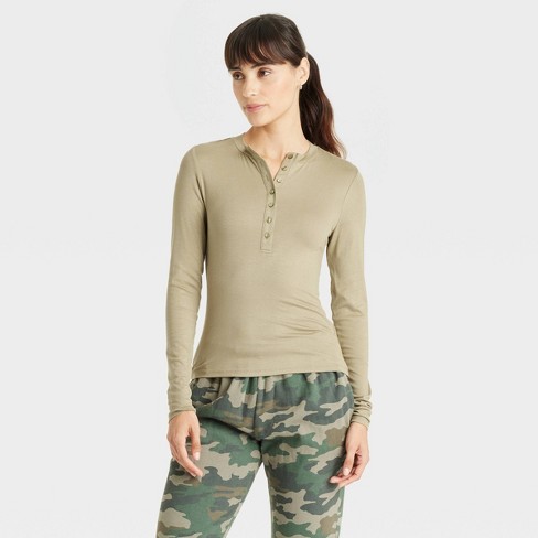 Olive henley shirt hotsell