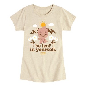 Girls' - Marvel - Guardians of the Galaxy Be Leaf In Yourself Fitted Short Sleeve Graphic T-Shirt - 1 of 4