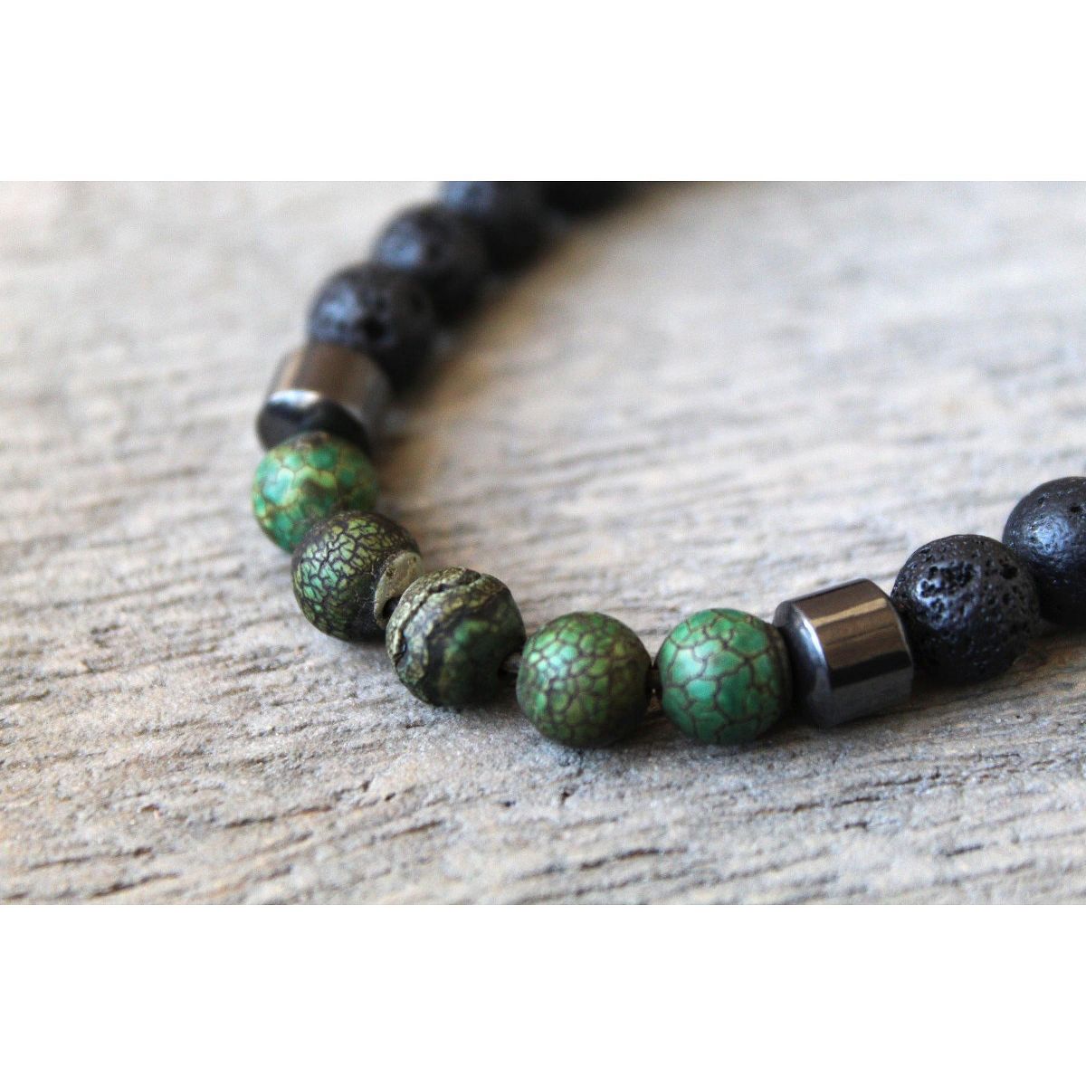 Plantlife Aromatherapy Bracelet - Adjustable Green Agate & Lava Rock, Natural Stone Jewelry for Essential Oil Diffusion & Wellness - thumbnail 2