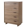 Fynn 5 Drawer Kids' Chest Rustic Oak - South Shore: Tall Dresser for Bedroom, Vertical Dressers, Farmhouse Style - 2 of 4