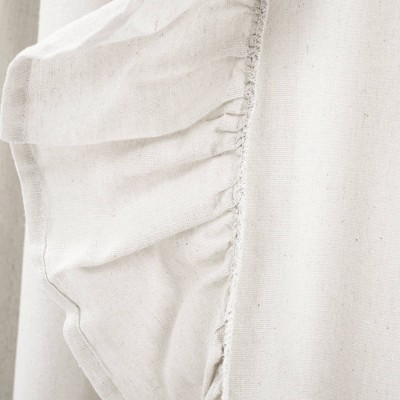 Off-White Linen Ruffle Rod Pocket Window Curtain Panel 95" x 54"