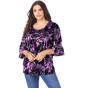 Roaman's Women's Plus Size Bell Sleeve Ultimate Tee - 1 of 4