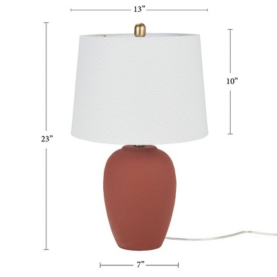 23" Terracotta Ceramic Urn Table Lamp with White Shade