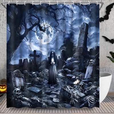 LunaLulinlk Halloween Shower Curtain with Hooks