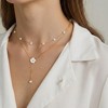 Anna-Kaci Layered Chain Necklace with Delicate Pearl Accents and Open Petal Floral Pendant Featuring a Droplet Charm Detail - Gold - 4 of 4