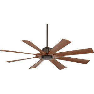 60" Possini Euro Design Defender Industrial Rustic Indoor Outdoor Ceiling Fan with Remote Control Oil Rubbed Bronze Koa Damp Rated for Patio Exterior - 1 of 4