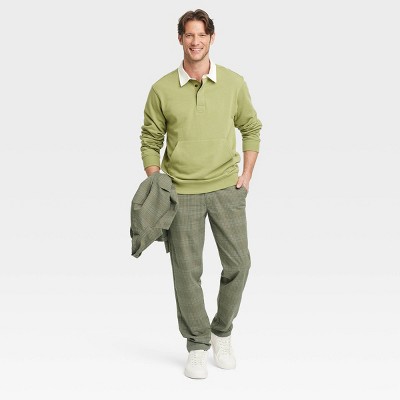 mens green plaid dress pants Inspire Chic Men's Pants Plaid Mid-Waist Classic Business Checked Dress Pants 30 Green Black