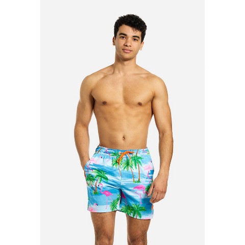 Мужские шорты OppoSuits Neon Colored Swim Shorts For Men - Neon Beach & Pool Shorts - Loose Fit - Including Drawstrings & Zippers - Green - Size Large, цвет: Разноцветный