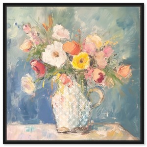 Art Remedy Vase of Spring Flowers Chic Farmhouse Wall Art Framed - 1 of 4