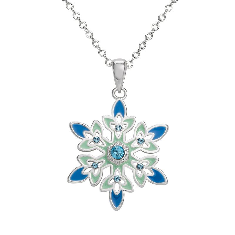 Disney Frozen Silver Plated Blue Crystal Snowflake Pendant Necklace, 18", 1 of 6