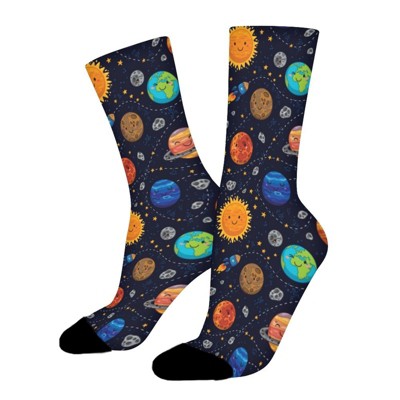 Mars Universe Women Printed Crew Socks Funny Funky Socks Soft Polyester Novelty Gifts for Artists Men