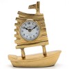 TopComfy Decorative Object Boat Shaped Desk Clock with Gold Polished Finish for Home Decor, Gold, 8"*3"*9.5" - 4 of 4