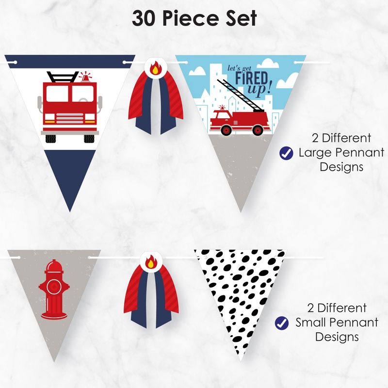 Big Dot of Happiness Fired Up Fire Truck DIY Firefighter Firetruck Baby Shower or Birthday Party Pennant Garland Decoration Triangle Banner 30 Pc, 5 of 9