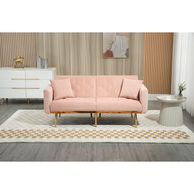 VYNXARIA Velvet Sofa ,Accent sofa,loveseat sofa with metal feet,Pink