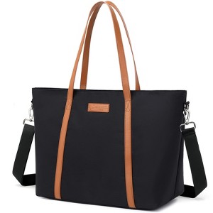 Lightweight Women Laptop Tote Bag for Work, Casual Handbag for Travel Beach College Teacher Black - 1 of 4