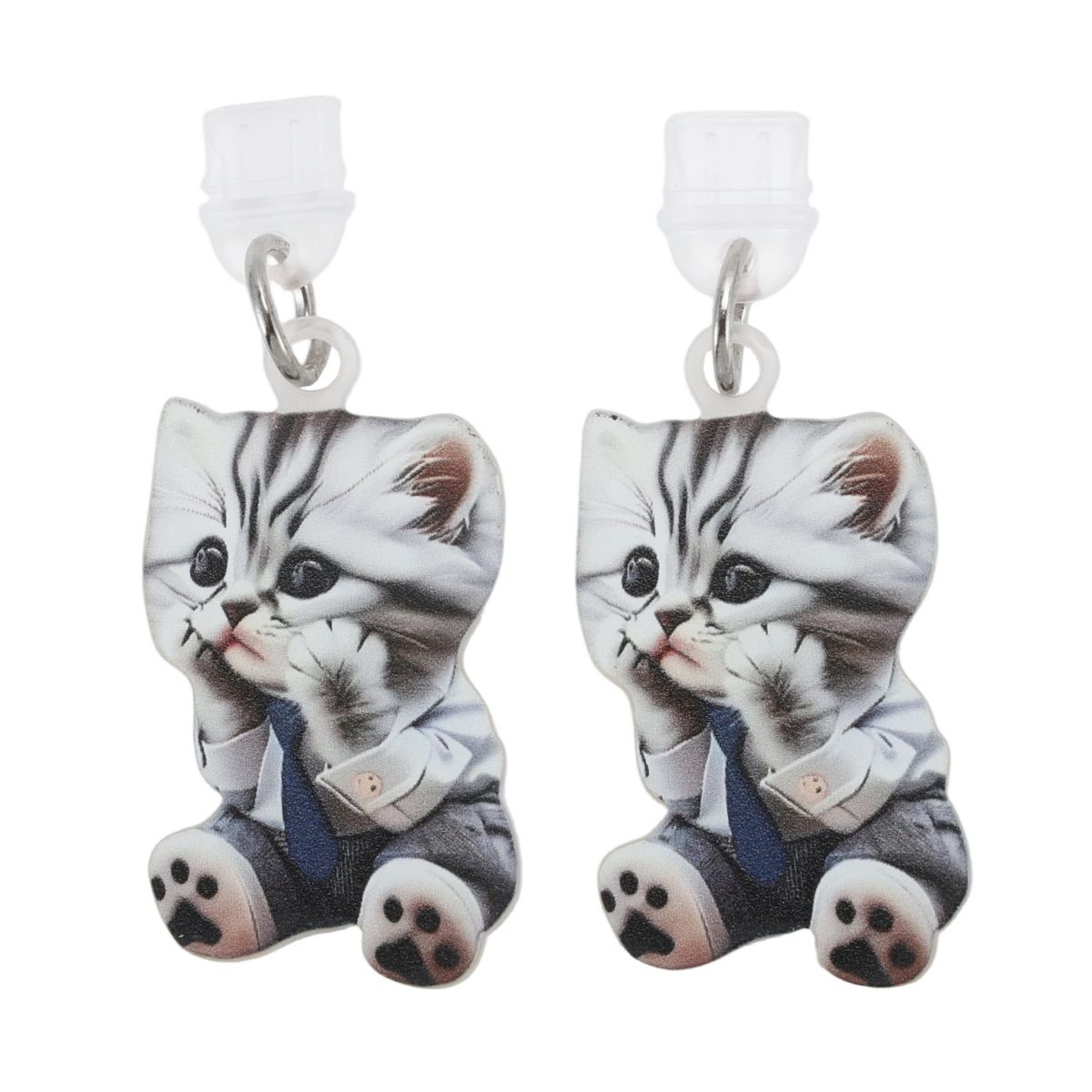 Unique Bargains Cat Pendants Dust Plug Charm for Type-C Light Black Gray 2 Pcs
