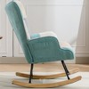 Cotton Linen Mid-Century Accent Sofa with Thick Soft Cushions Skin-Friendly Resists Fading Ergonomical Design Modern Rocking Chair for Living Room - 4 of 4