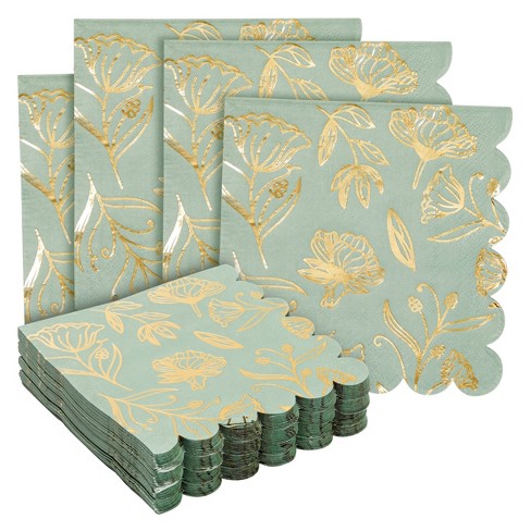 Floral Green and Gold 5 x 7 Invitation Set - 25 Pack - by Jam Paper