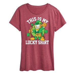 Women's - Garfield - This Is My Lucky Shirt Short Sleeve Graphic T-Shirt - 1 of 4