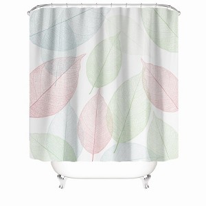 Pink Green Leaves Shower Curtains for Bathroom Waterproof Fabric Bath Curtain Durable Soft Stylish Bathroom Decor 72x72 Inch - 1 of 1