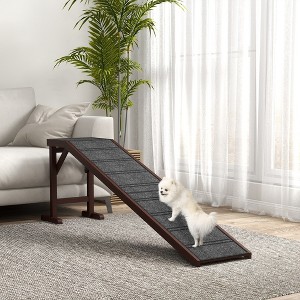 Whisen Dog Ramp for Bed, Pet Steps and Ramps, Pet Ramp for Dogs with Non-Slip Carpet and Top Platform - Brown - 1 of 4