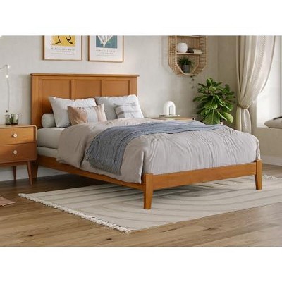 Madison Full Light Toffee Wood Upholstered Bed with Headboard