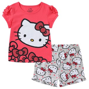 Hello Kitty Sanrio Girls 2 Piece Short Sleeve T-Shirt and Shorts Set for Little and Big Kids - 1 of 4